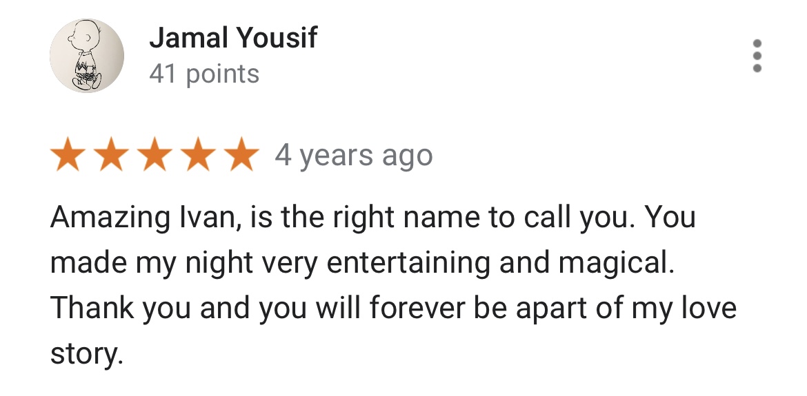 Google review for Ivan Michael