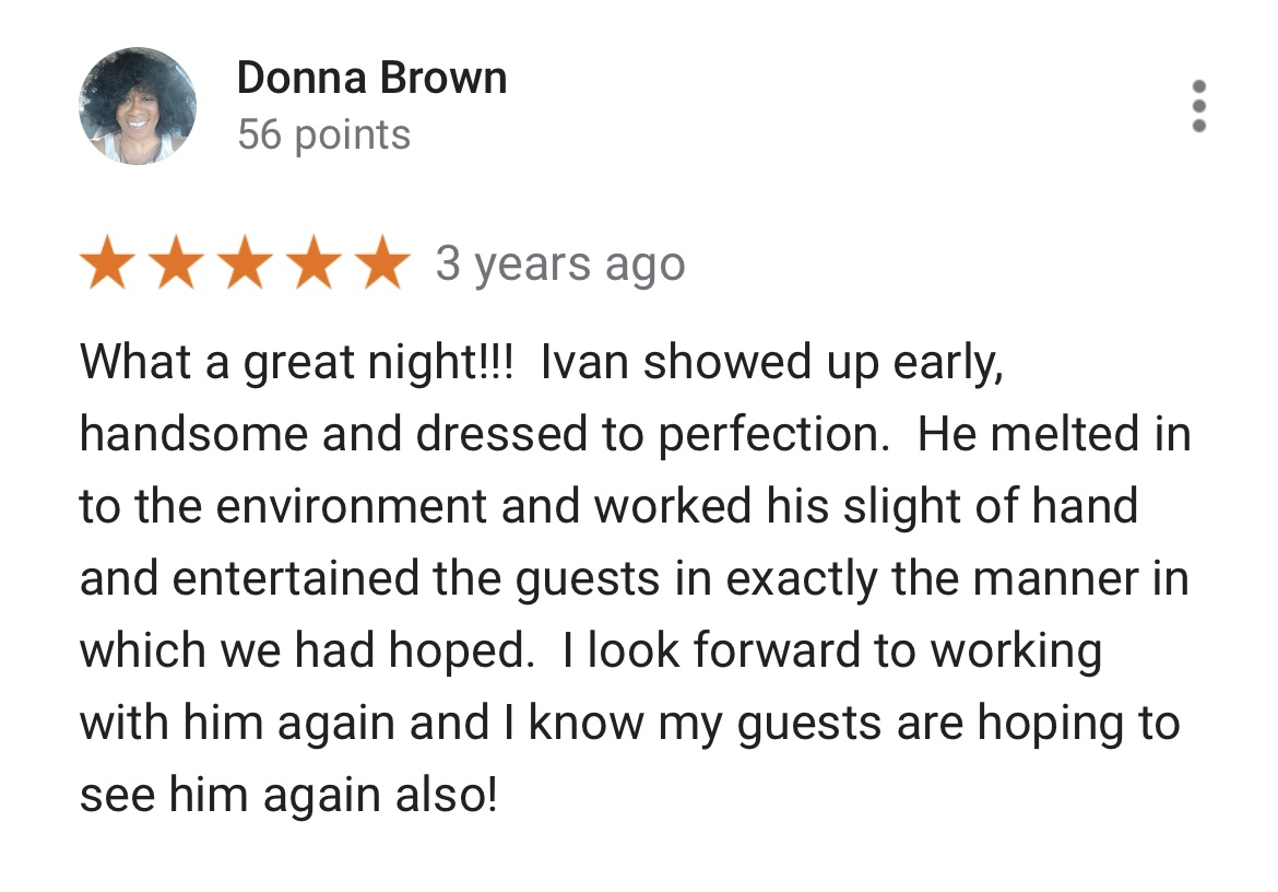 Google review for Ivan Michael
